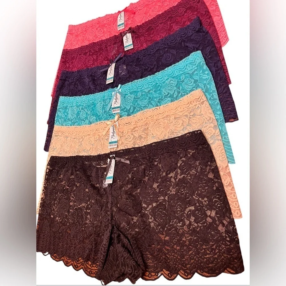 NWT Bodymate Assorted Bundle of 6 Stretch Lace Boyshort Panties Size 3XL